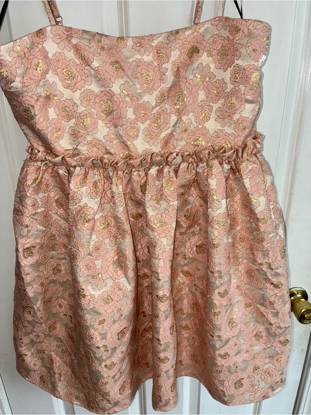 Pink Floral Brocade Party Dress